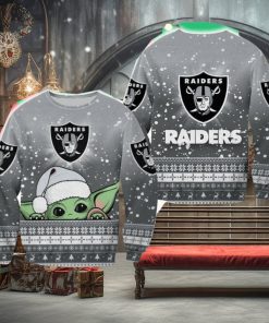 Las Vegas Raiders Christmas Baby Yoda Sweater Best For Fans Gift Christmas Holidays