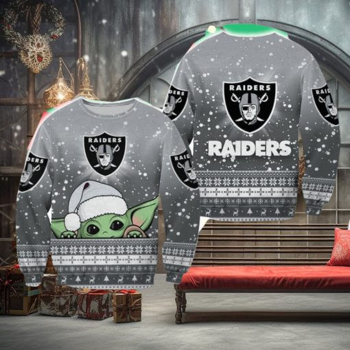 Las Vegas Raiders Christmas Baby Yoda Sweater Best For Fans Gift Christmas Holidays