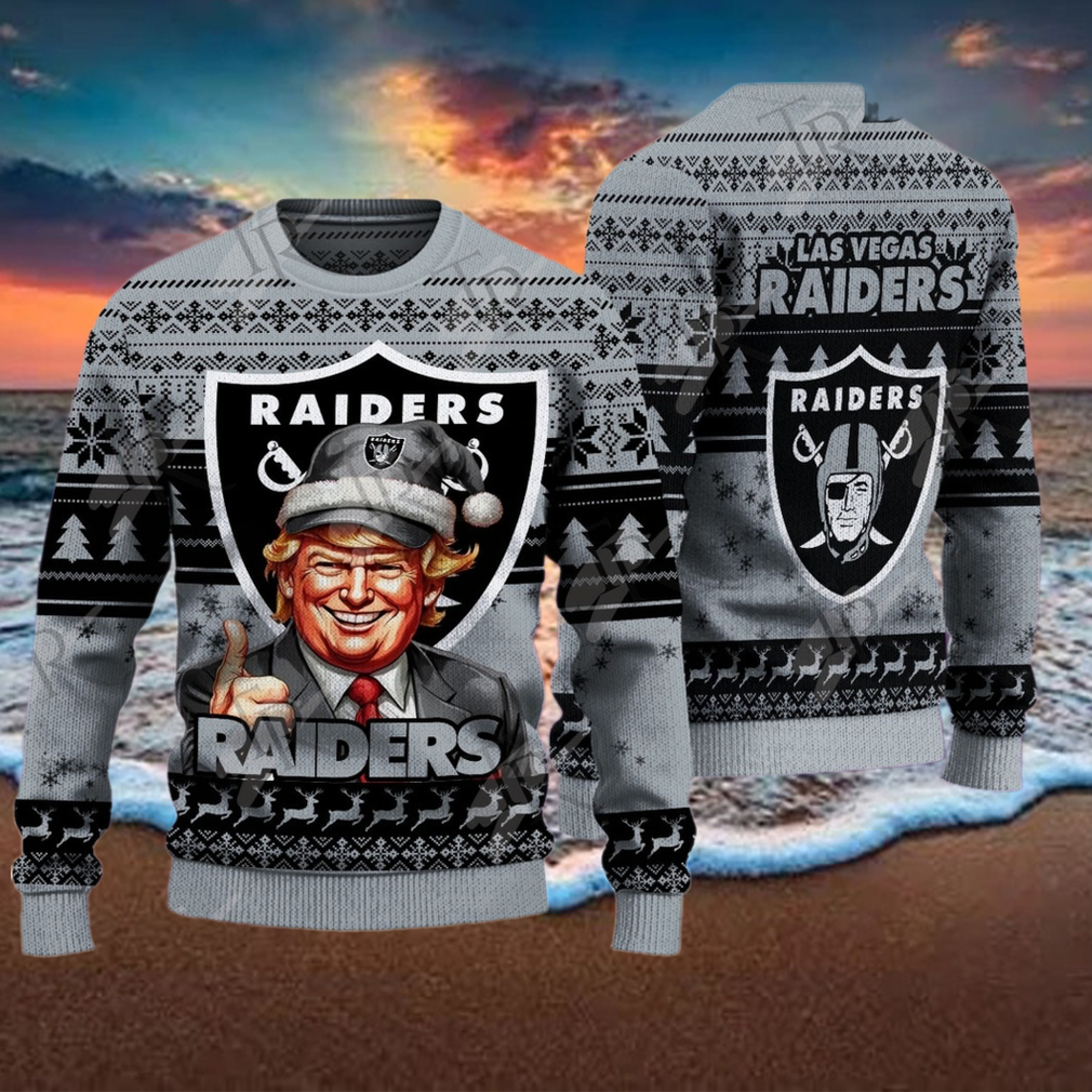 Las Vegas Raiders Christmas Donald Trump Knitted Sweater Las Vegas Raiders Christmas Donald Trump Knitted Sweater