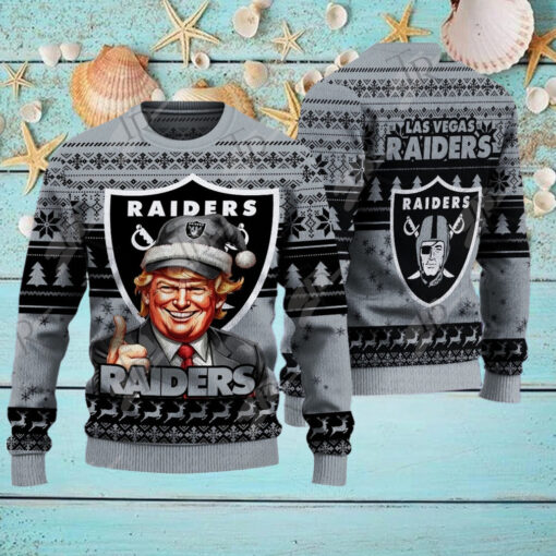 Las Vegas Raiders Christmas Donald Trump Knitted Sweater