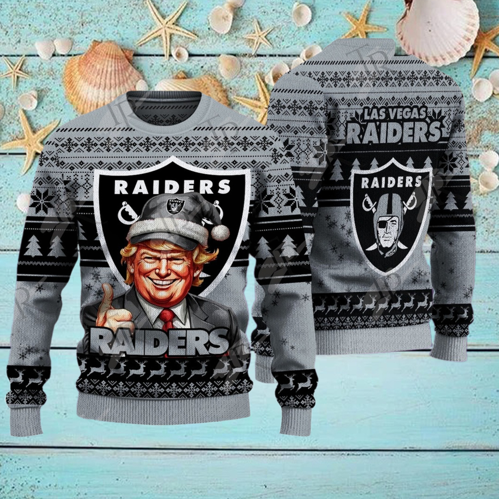 Las Vegas Raiders Christmas Donald Trump Knitted Sweater Las Vegas Raiders Christmas Donald Trump Knitted Sweater