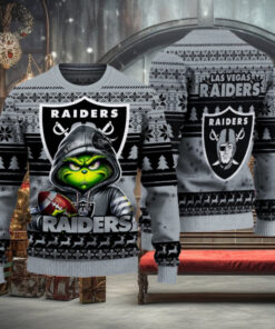 Las Vegas Raiders Christmas Grinch Knitted Sweater