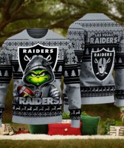 Las Vegas Raiders Christmas Grinch Knitted Sweater