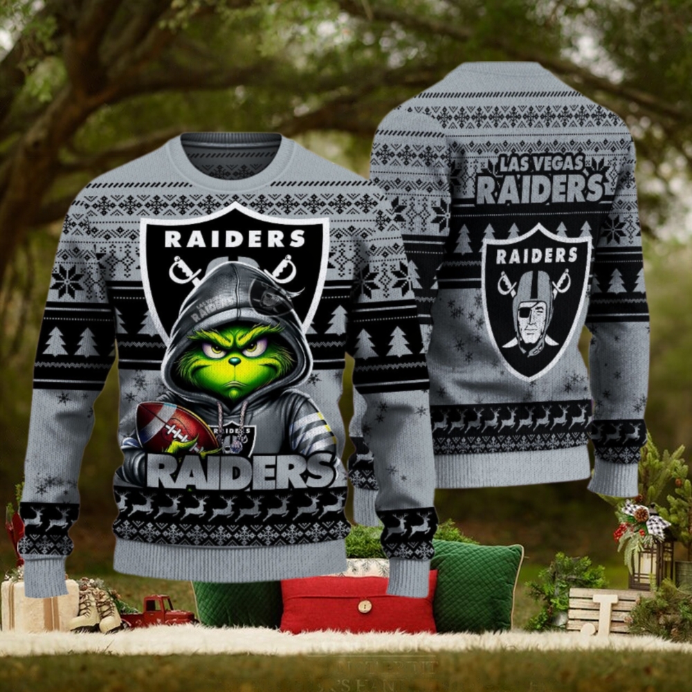 Las Vegas Raiders Christmas Grinch Knitted Sweater Las Vegas Raiders Christmas Grinch Knitted Sweater