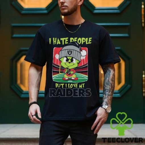 Las Vegas Raiders Christmas Merch Santa Grinch Chibi I Hate People But I Love My Las Vegas Raiders Christmas Shirt