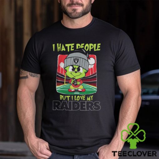 Las Vegas Raiders Christmas Merch Santa Grinch Chibi I Hate People But I Love My Las Vegas Raiders Christmas Shirt