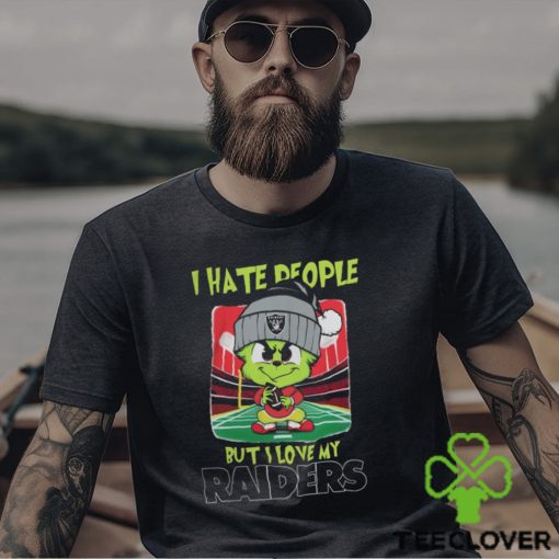 Las Vegas Raiders Christmas Merch Santa Grinch Chibi I Hate People But I Love My Las Vegas Raiders Christmas Shirt