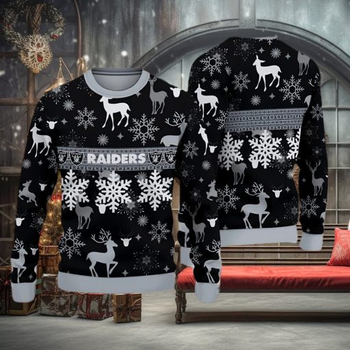 Las Vegas Raiders Christmas Pattern Ugly Christmas Sweater Bells AOP Gift For Fans