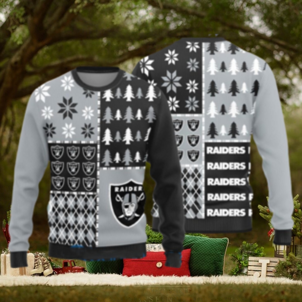 Las Vegas Raiders Christmas Reindeers Pattern Ugly Christmas Sweater