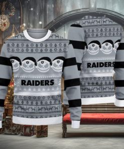Las Vegas Raiders Christmas Reindeer Pattern Knitted Ugly Christmas Sweater AOP Gift For Men And Women
