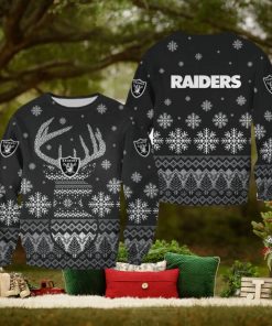 Las Vegas Raiders Christmas Reindeer Scarf All Over Print 3D Sweater For Fans Gift Christmas