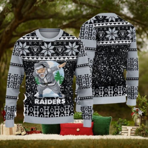 Las Vegas Raiders Dabbing Santa Ugly Christmas Sweater 3D Gift For Fans