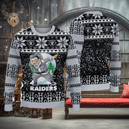 Las Vegas Raiders Dabbing Santa Ugly Christmas Sweater 3D Gift For Fans