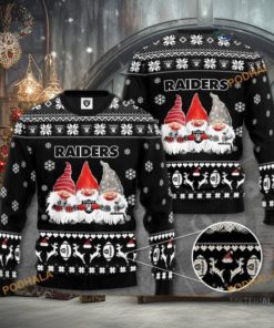 Las Vegas Raiders Gnome Noel Christmas All Over Print Ugly Holiday Sweater