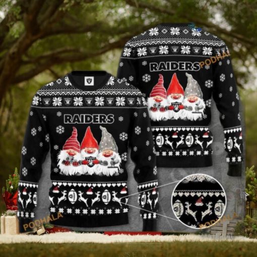 Las Vegas Raiders Gnome Noel Christmas All Over Print Ugly Holiday Sweater