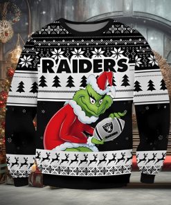 Las Vegas Raiders Grinch Football Ugly Christmas Sweater Xmas 3D Printed Christmas Sweater Gift