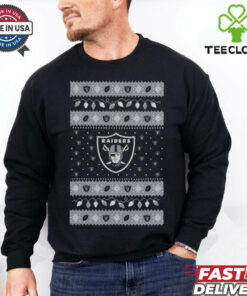 Las Vegas Raiders Holiday Lights Sweater T Shirt 2 Las Vegas Raiders Holiday Lights Sweater T Shirt