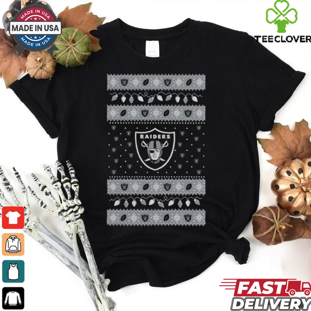 Las Vegas Raiders Holiday Lights Sweater T Shirt Las Vegas Raiders Holiday Lights Sweater T Shirt