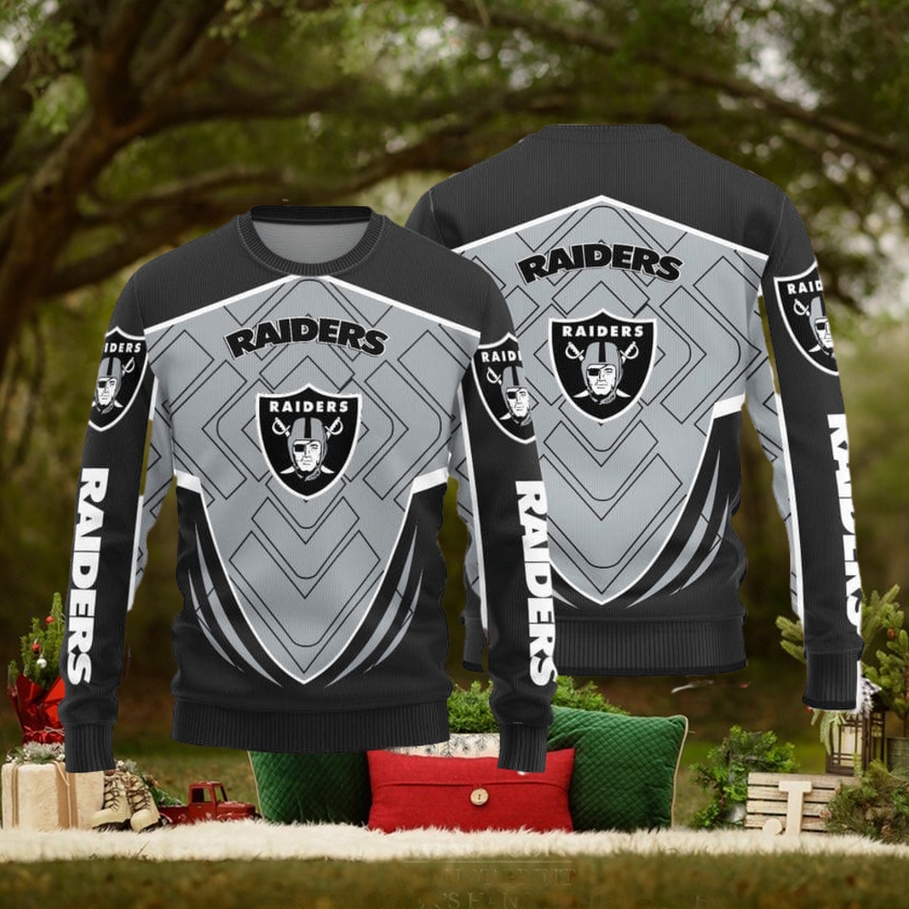 Las Vegas Raiders Knitted Ugly Christmas Sweater AOP Gift For Men And Women  - Teeclover