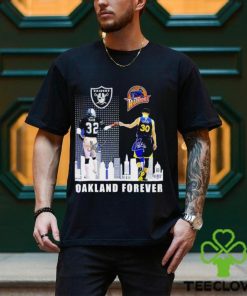 Las Vegas Raiders Marcus Allen and Golden State Warriors Stephen Curry Oakland forever signatures hoodie, sweater, longsleeve, shirt v-neck, t-shirt