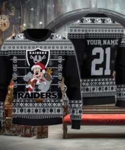 Las Vegas Raiders Mickey Mouse Santa Ugly Christmas Sweater