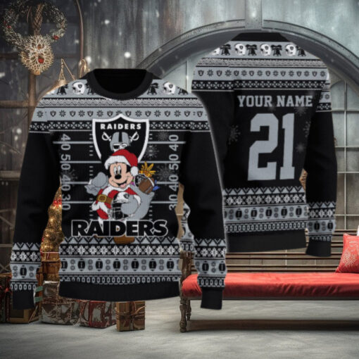 Las Vegas Raiders Mickey Mouse Santa Ugly Christmas Sweater