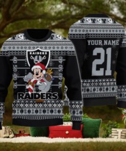 Las Vegas Raiders Mickey Mouse Santa Ugly Christmas Sweater