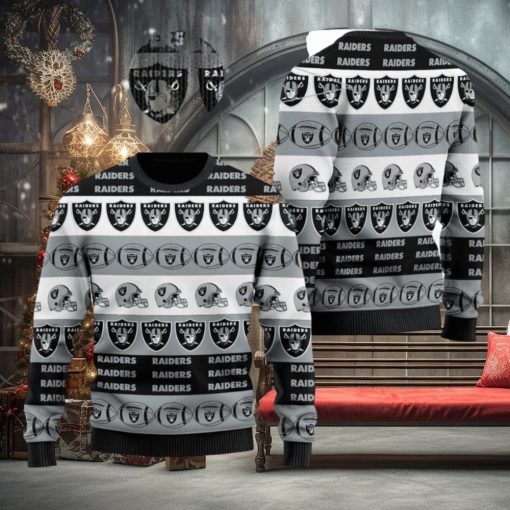 Las Vegas Raiders NFL American Football Team Logo Helmet Symbols Ugly Christmas Sweater