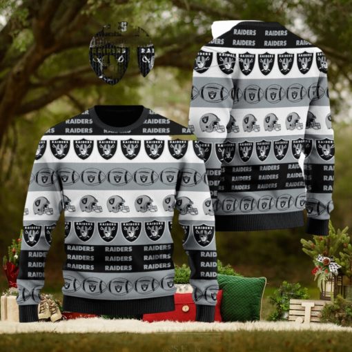 Las Vegas Raiders NFL American Football Team Logo Helmet Symbols Ugly Christmas Sweater