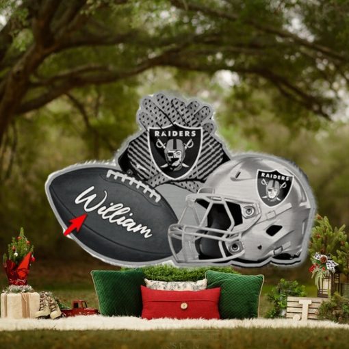 Las Vegas Raiders NFL Custom Name Rugby Ball Helmet Custom Shape Christmas Ornament