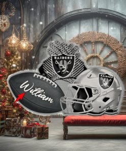 Las Vegas Raiders NFL Custom Name Rugby Ball Helmet Custom Shape Christmas Ornament