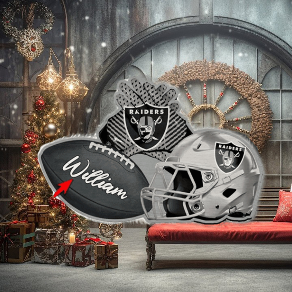 Las Vegas Raiders NFL Custom Name Rugby Ball Helmet Custom Shape Christmas Ornament Las Vegas Raiders NFL Custom Name Rugby Ball Helmet Custom Shape Christmas Ornament