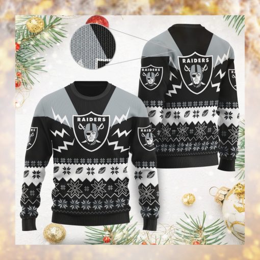 Las Vegas Raiders NFL Football Team Logo Symbol 3D Ugly Christmas Sweater Shirt Apparel For Men And Women On Xmas Days
