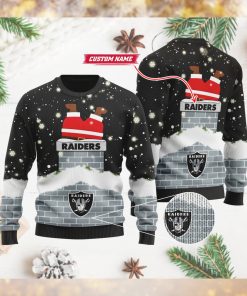 Las Vegas Raiders NFL Football Team Logo Symbol Santa Claus Custom Name Personalized 3D Ugly Christmas Sweater Shirt For Men And Women On Xmas Days