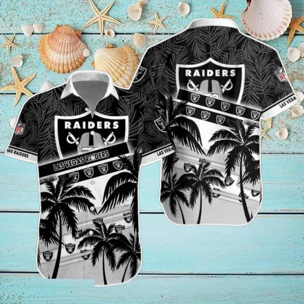 Las Vegas Raiders NFL Hawaiian Shirt Palm Trees Pattern New Design For Fans Las Vegas Raiders NFL Hawaiian Shirt Palm Trees Pattern New Design For Fans