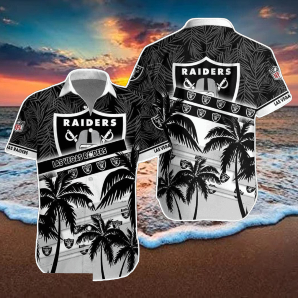 Las Vegas Raiders NFL Hawaiian Shirt Palm Trees Pattern New Design For Fans Las Vegas Raiders NFL Hawaiian Shirt Palm Trees Pattern New Design For Fans