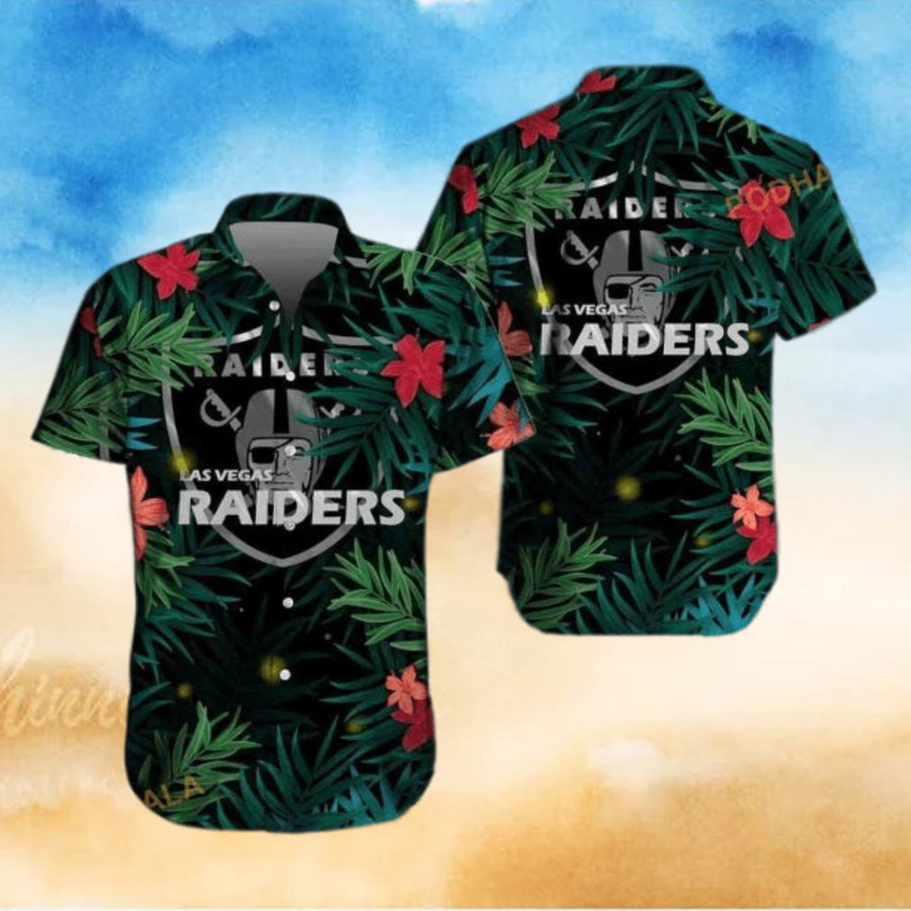 Las Vegas Raiders NFL Hawaiian Shirt Tropical Pattern Aloha Shirt Las Vegas Raiders NFL Hawaiian Shirt Tropical Pattern Aloha Shirt