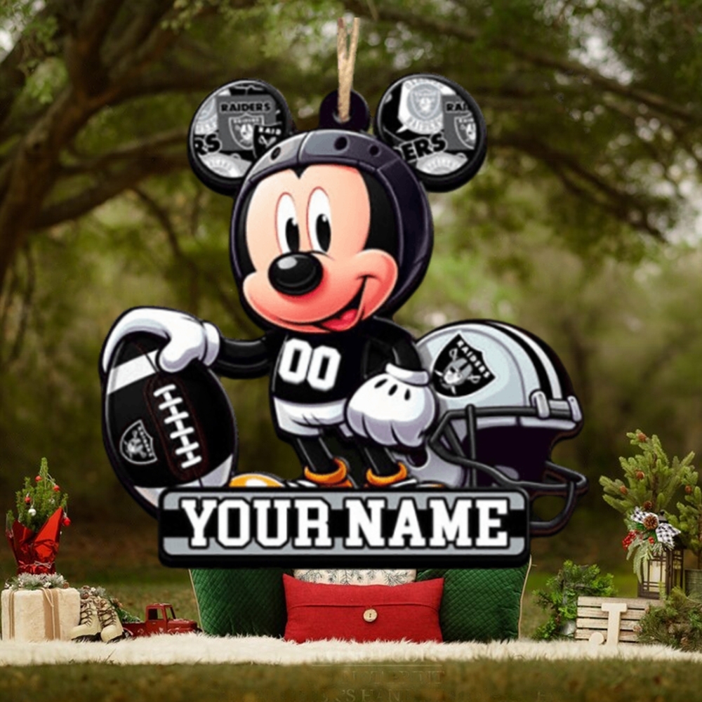 Las Vegas Raiders NFL Mickey Disney Christmas Ornament Las Vegas Raiders NFL Mickey Disney Christmas Ornament