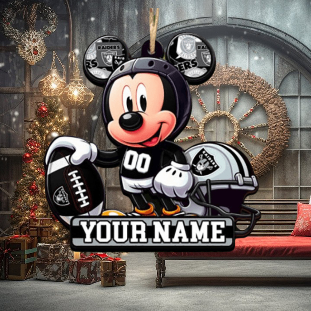 Las Vegas Raiders NFL Mickey Disney Christmas Ornament Las Vegas Raiders NFL Mickey Disney Christmas Ornament