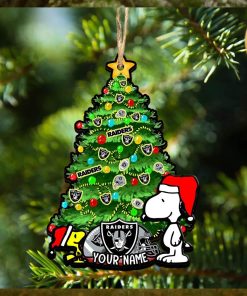 Las Vegas Raiders Personalized Your Name Snoopy And Peanut Ornament Christmas Gifts For NFL Fans SP161023145ID03