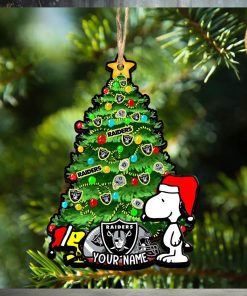 Las Vegas Raiders Personalized Your Name Snoopy And Peanut Ornament Christmas Gifts For NFL Fans SP161023145ID03