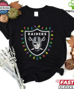 Las Vegas Raiders Primary Logo Holiday Lights T Shirt 3 Las Vegas Raiders Primary Logo Holiday Lights T Shirt