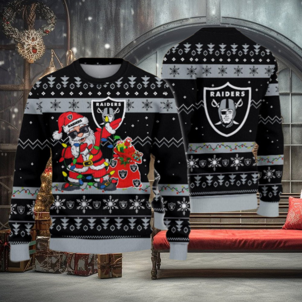 Las Vegas Raiders Santa Claus Ugly Christmas Sweater Las Vegas Raiders Santa Claus Ugly Christmas Sweater
