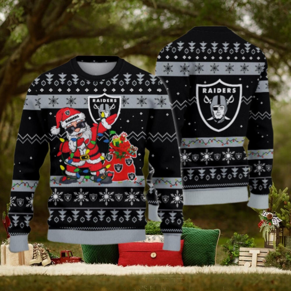 Las Vegas Raiders Santa Claus Ugly Christmas Sweater Las Vegas Raiders Santa Claus Ugly Christmas Sweater