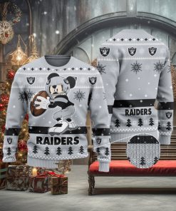 Las Vegas Raiders Ugly Christmas Sweater Mickey Mouse The Decisive Throw Unisex Sweater