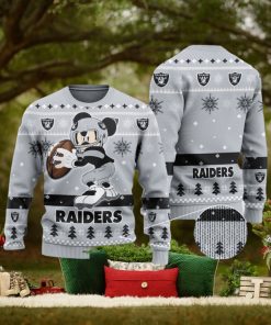 Las Vegas Raiders Ugly Christmas Sweater Mickey Mouse The Decisive Throw Unisex Sweater
