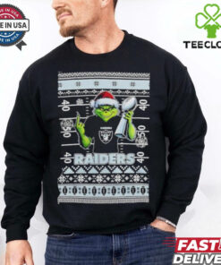 Las Vegas Raiders X Grinch Christmas with Super Bowl Trophy ugly Christmas shirt