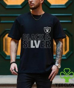 Las Vegas Raiders team black and sliver foolball logo shirt 1 Las Vegas Raiders team black and sliver foolball logo shirt