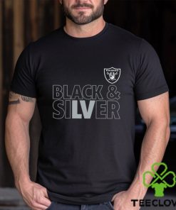 Las Vegas Raiders team black and sliver foolball logo shirt 2 Las Vegas Raiders team black and sliver foolball logo shirt