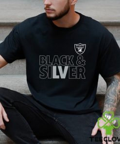 Las Vegas Raiders team black and sliver foolball logo shirt 3 Las Vegas Raiders team black and sliver foolball logo shirt